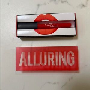 NEW Huda Beauty Liquid Matte Lipstick in “Alluring” Bright Red - No transfer
